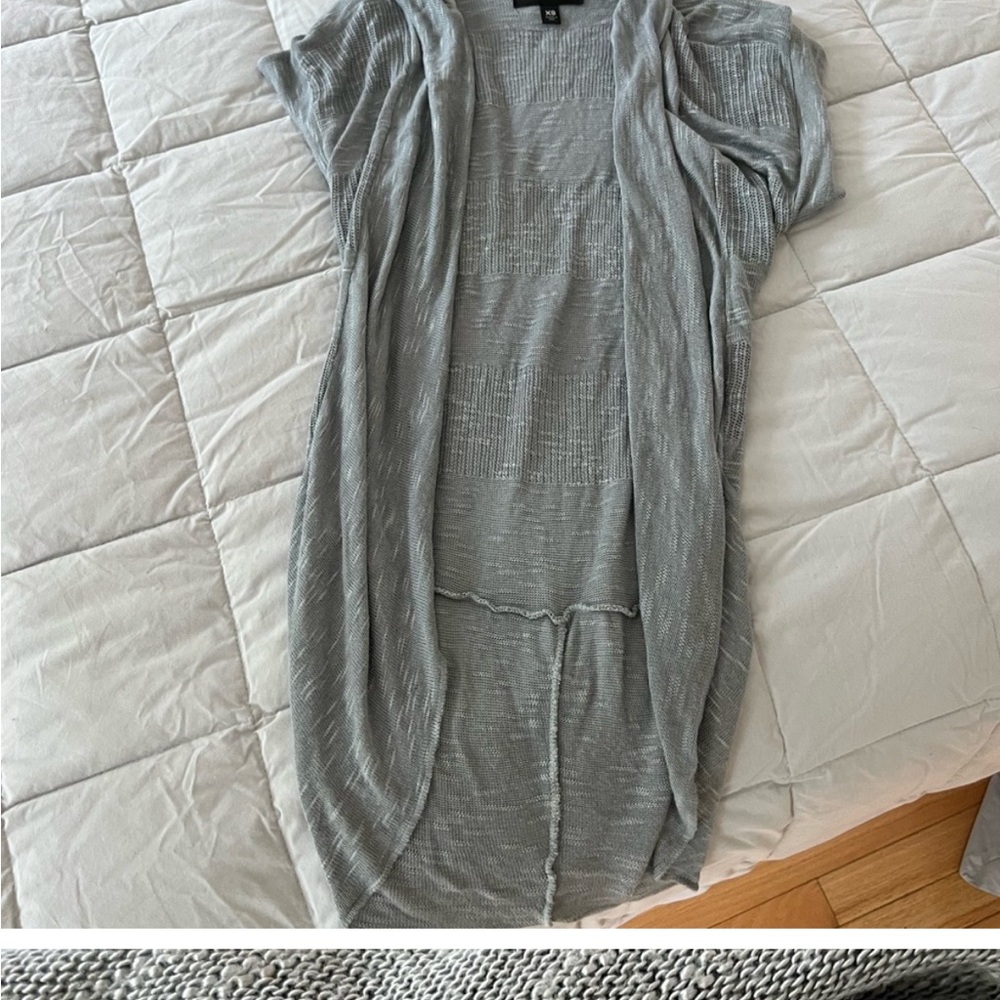 Gray Open-Front Cardigan